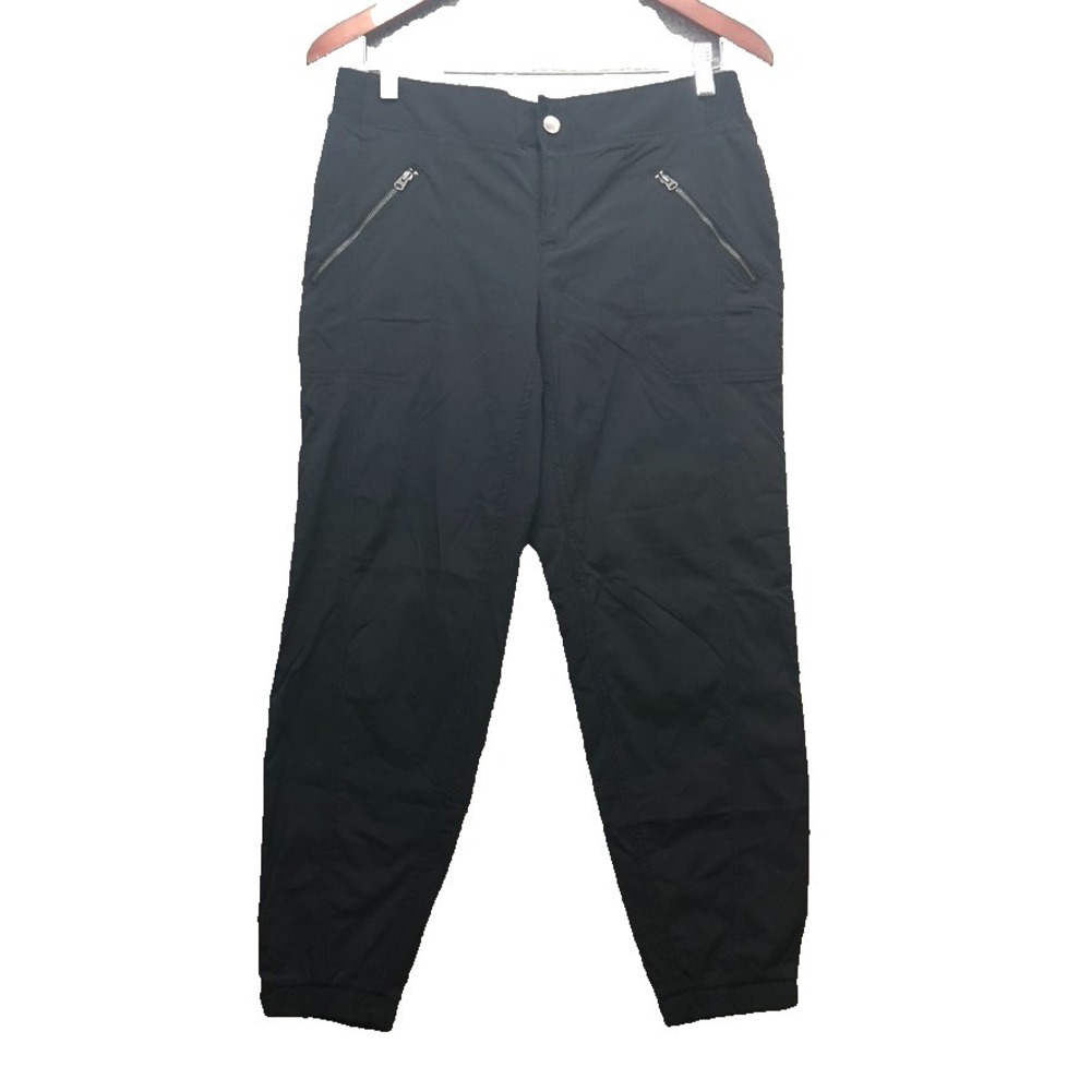 Athleta Jogger Pants Womens 10 Black Active Streetwear Zip Pockets Comfort